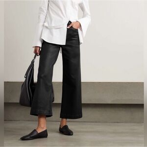 Paige Anessa High-Rise Wide-Leg Black Fog Luxe Coated Ankle Jean Womens Size 30